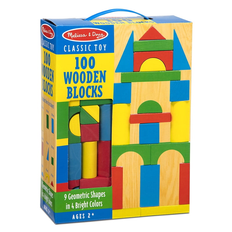 Painted Wood Blocks Set, 100 Pieces Bundle of 10 Sets