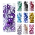 thumbnail image 3 of Inteprter 24 piezas de bolas colgantes de Navidad, adornos colgantes decorativos pequeños, patio de vacaciones, sala de estar, dormitorio, Kits de decoración para fiestas Violeta, 3 of 6