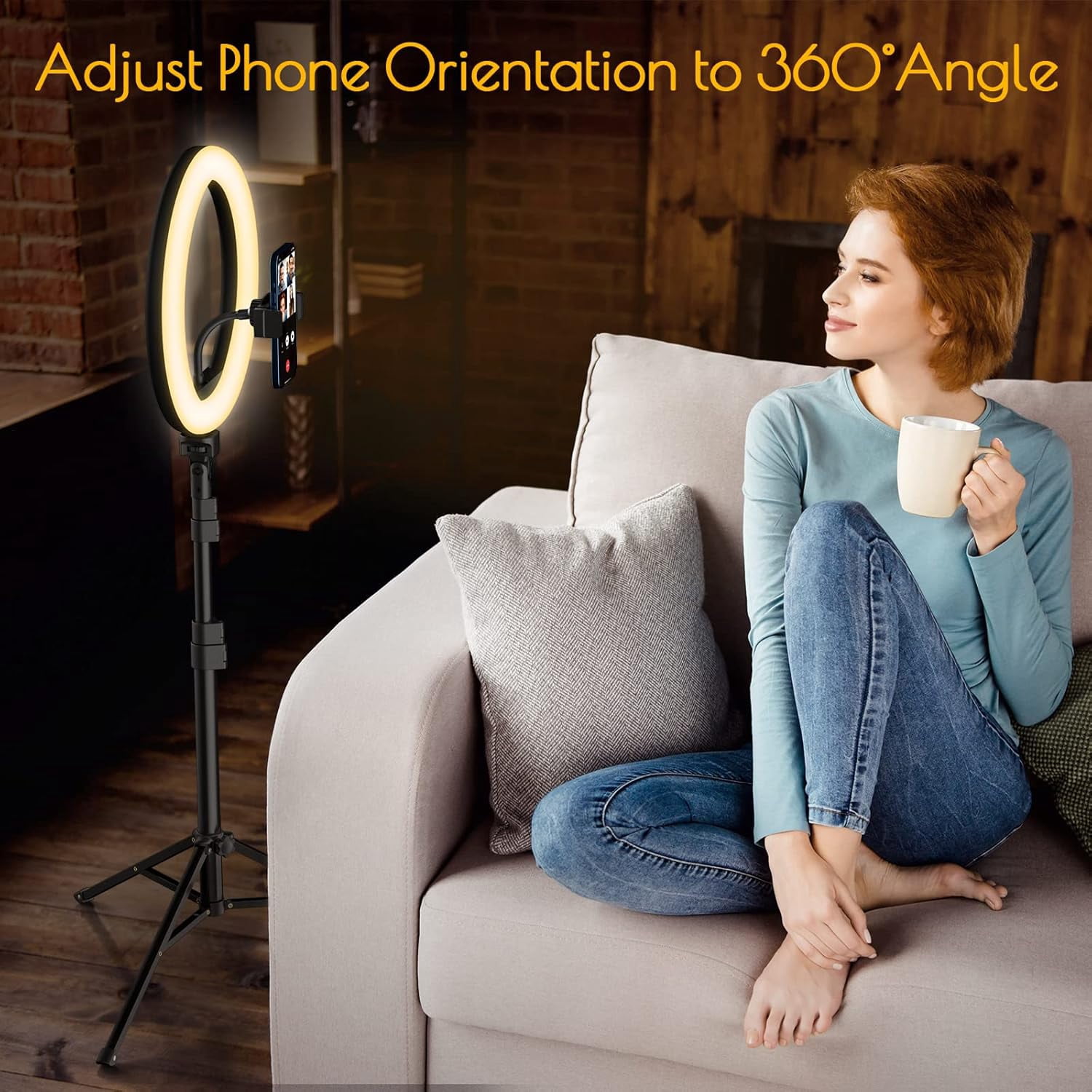 ZCD 10" Selfie Ring Light with Tripod Stand, 72'' Tall & Phone Holder, 38 Color Modes, Stepless Dimmable/Speed LED Ring Light for iPhone & Android,YouTube, Makeup,TIK Tok