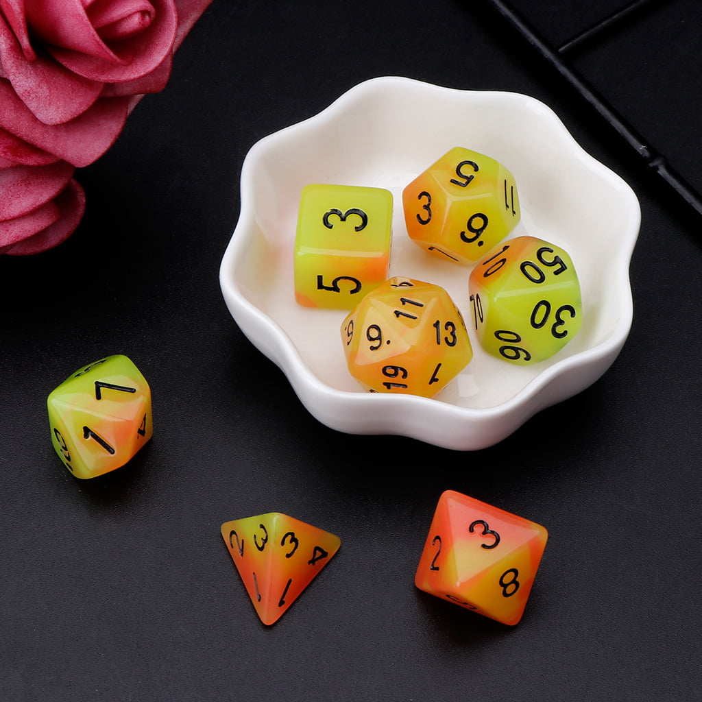 7pcs Luminous Polyhedral Dice Kit For TRPG MTG Dungeons & Dragons DND Table Game 