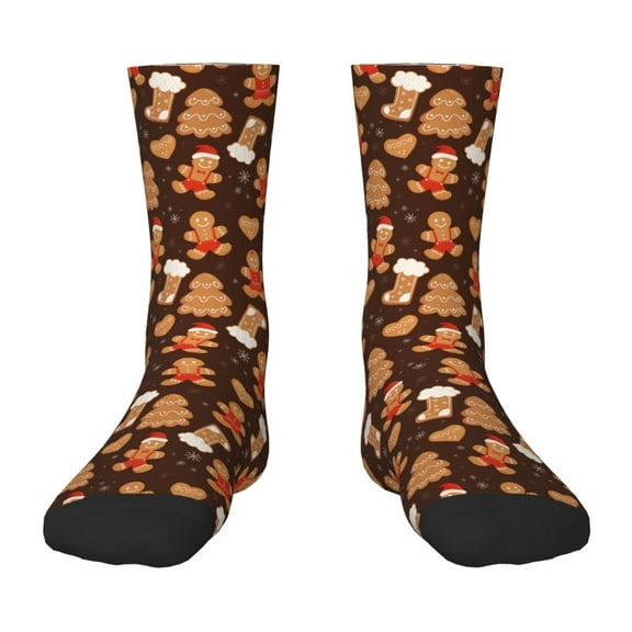 Honeii Christmas Gingerbread Cookies Print Children's Colorful Socks,Unisex Kids and Toddlers' Cushioned Sock,Kids Athletic Crew Socks,for Everyday Wear and Sports
