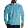 thumbnail image 3 of UVEASISHA Quarter Zip Fleece Sweatshirt Men Stand Up Collar Long Sleeve Pullover Tops Winter Fuzzy Warm Sweatshirts Solid Color Athletic Shirts Sky Blue 3XL, 3 of 10