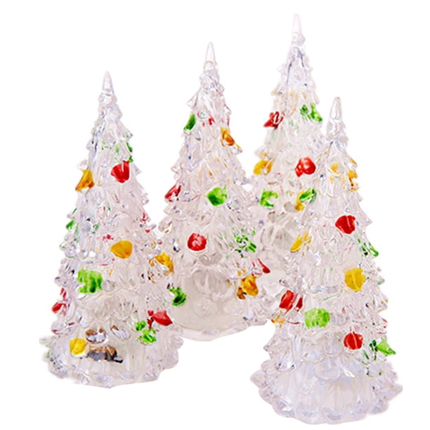 Árbol De Navidad Led De Mesa 7 Árboles De Navidad Acrílicos Iluminados Que Cambian De Color Con Adornos Decoración De Vacaciones De Fiesta De Navidad Inevent HA039062-00