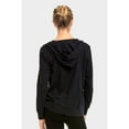 thumbnail image 4 of DailyWear Women's Long Sleeve Thin Cotton Full Zip Up Hoodie Jacket, Black, Active/Casual, XLarge, 4 of 4