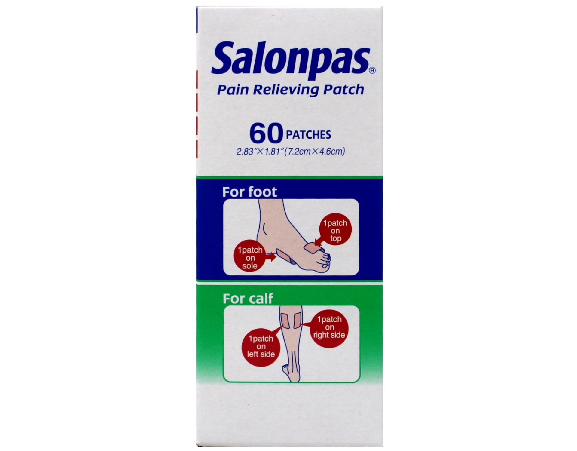(2 pack) Salonpas Pain Relieving Patch for Back, Neck, Shoulder, Knee Pain and Muscle Soreness - 8 Hour Pain Relief - 60 Count - Pack of 1