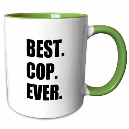 3dRose Best Cop Ever - fun text gifts for worlds greatest police officer - Two Tone Green Mug,