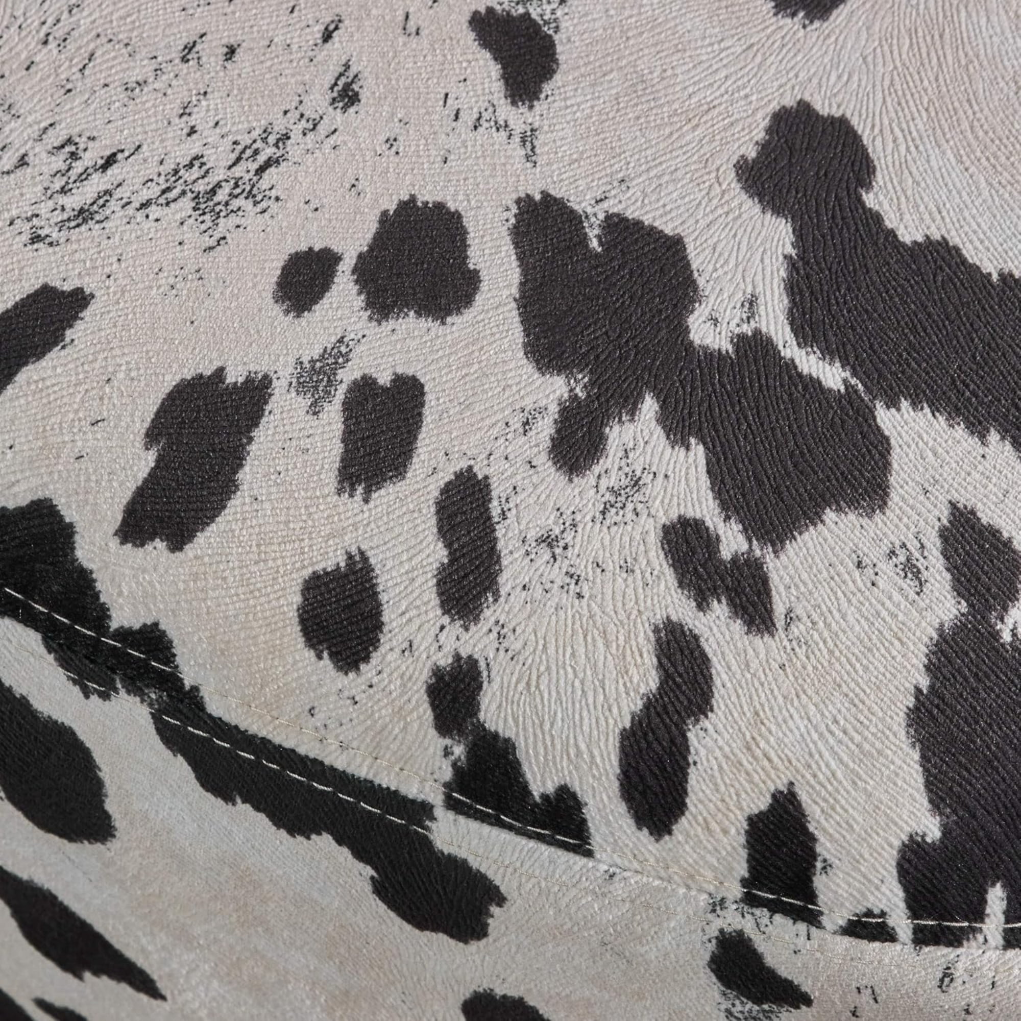 Cow-Shaped Ottoman with Velvet Horns and Birch Legs, Black and White Animal Footstool for Living Room and Bedroom