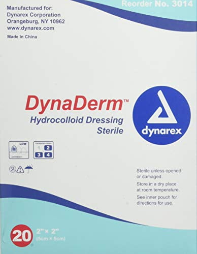 DynaDerm Hydrocolloid Dressing 2x2 Thin 1 Pack of 20 Dressing