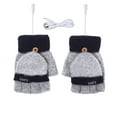 thumbnail image 4 of Elainilye Fashion Winter Gloves For Men And Women Winter Cold Protection Warm USB Heating Gloves Windproof Half Bare Finger Knit Gloves,Gray, 4 of 9