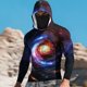 thumbnail image 1 of Ceisia Spiral Galaxy Print Hooded Top Men's Slim Fit Long Sleeve UV Protective Face Mask Shirt Multicolor S Gifts, 1 of 5