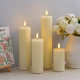 thumbnail image 4 of Mavandes Flickering Flameless Pillar Candles with Remote Control and Cycle Timer,Ivory Pack of 4 Battery Operated LED Real Wax 3D-Wick Electric Candles, 4 of 5