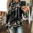 thumbnail image 4 of Fesfesfes Women Hooded Casual Slim Christmas Print Pachwork Long Sleeve Tops Blouse Clearance Under $10, 4 of 9