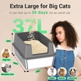 thumbnail image 5 of Extra Large Stainless Steel Cat Litter Box - 23.5" x 15.5" x 12" - High Sided Walls for Big Cats, Anti Urine Leakage, Odorless and Easy Cleaning - Foot Pad, Mat, Scoops & Deodorizer - XXL Litter Box, 5 of 9