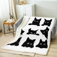 thumbnail image 2 of Manta con estampado de gatos negros para niños y niñas, manta polar de franela con estampado de gatos, manta de peluche con temática de animales y gatos, 130x150cm para sofá cama, manta para sofá,, 2 of 5
