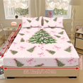 thumbnail image 5 of Aplkyhs Pink Christmas Tree 3-Piece Fitted Sheet Bedding Set with 2 Pillowcases Soft Breathable Wrinkle Resistant Machine Washable for Holiday Bedroom Decor All Season Use, 5 of 6