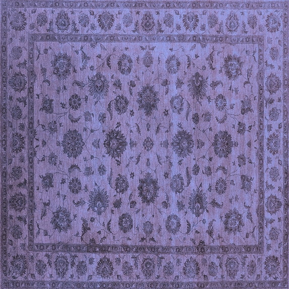 Ahgly Company Machine Washable Indoor Square Oriental Blue Industrial Area Rugs, 3' Square