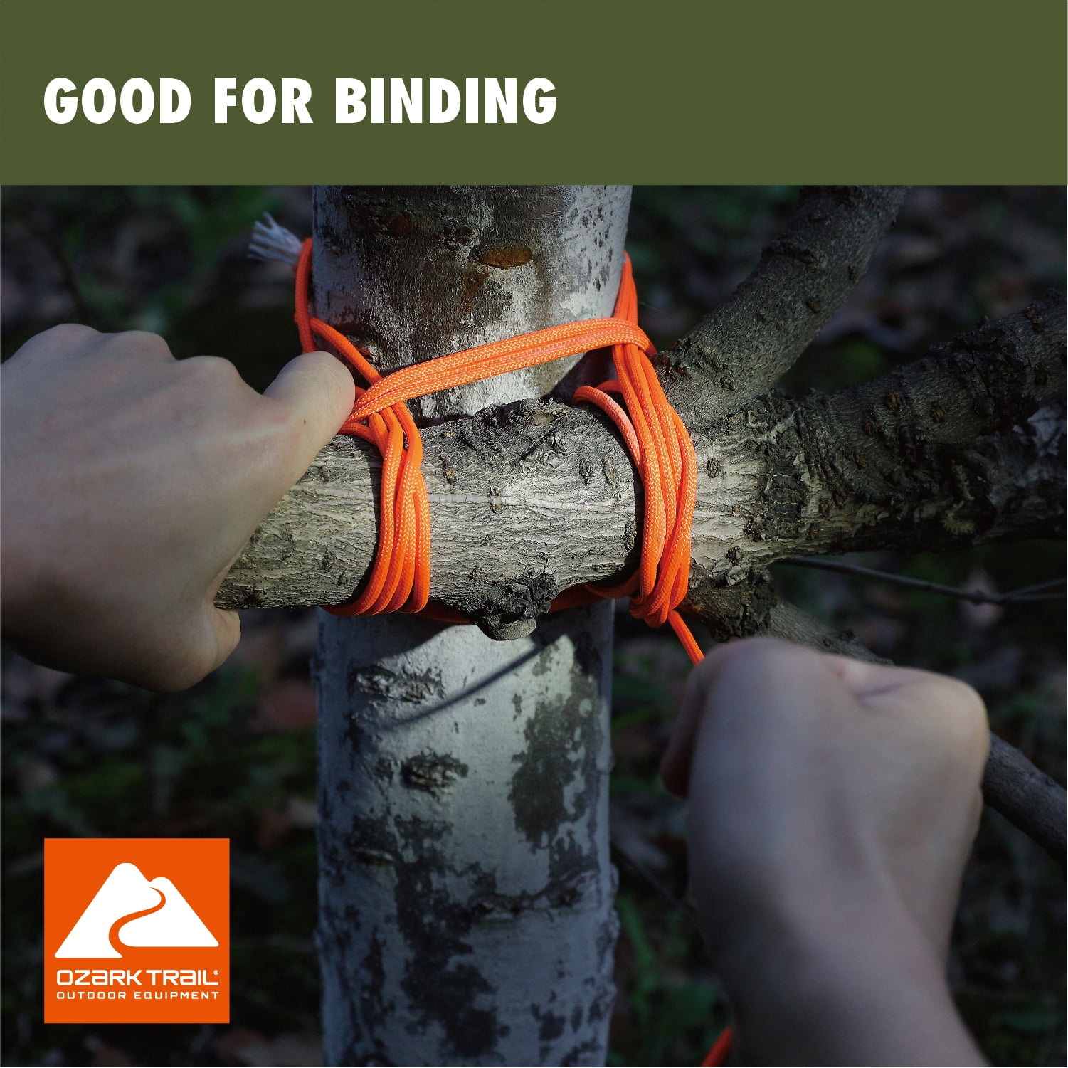 (2 pack) Ozark Trail 550 lb Polyester Paracord Rope, Orange, 50'