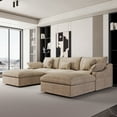 thumbnail image 3 of The Magic Home Modular Sofa & Sectional Sofa - U Shaped Deep Seat Cloud Couch in Soft Linen Blend Fabric,Perfect for Apartment & Small Space Living,5-seat Sofa with Two Ottomans,Khaki Couch, 3 of 14