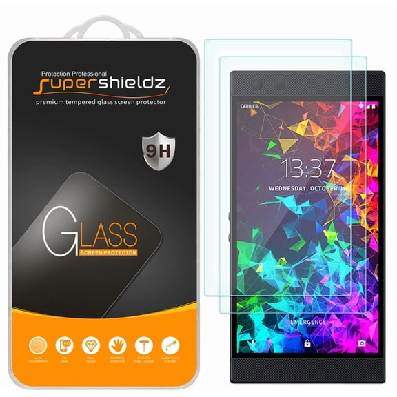 [2-Pack] Supershieldz for Razer Phone Tempered Glass Screen Protector, Anti-Scratch, Anti-Fingerprint, Bubble Free