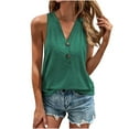 thumbnail image 2 of Summer Women Tank Tops Plus Size Solid Color Button V-Neck Sleeveless Wide Straps Blouse Tank Tops For Women Casual Loose Dressy Women Trendy Going Out Tops, 2 of 5