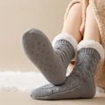 thumbnail image 6 of Fabrcox Womens Fuzzy House Slipper Socks, Thick Plush Brushed Edge, Non Skid Grips Fluffy Winter Indoor Socks, Warm Loungewear Socks for Sleeping at Home (Dark Gray), 6 of 7