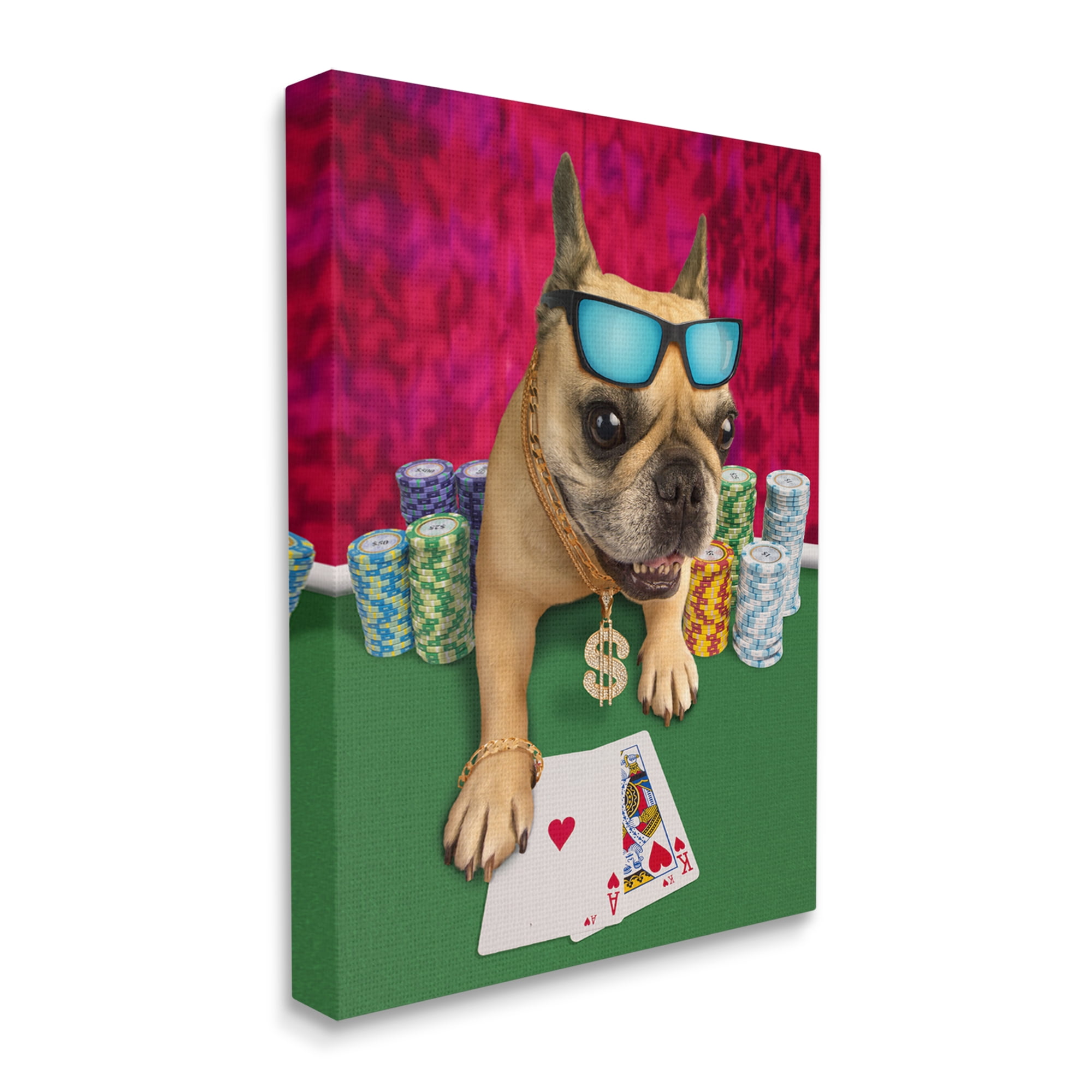 Stupell Industries Cool French Bulldog Gambling Casino Poker Chips Graphic Art Gallery Wrapped Canvas Print Wall Art, Design by Michael Quackenbush