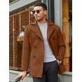 thumbnail image 3 of COOFANDY Mens Coat Double Breasted Short Trench Coat, Business Casual Knee-Length Overcoat with Lapel Collar, Slim Fit for Fall and Winter, 3 of 6