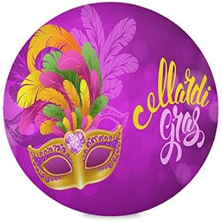 

Hidove Mardi Gras Round Placemasts Set of 1 Non-Slip Heat Resistant Place Mats Washable Kitchen Dining Table Mats 15.4 Inch