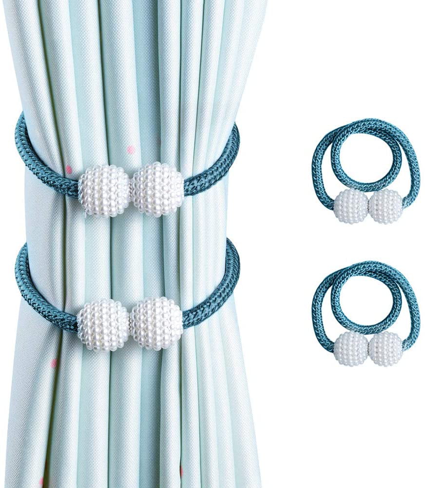 2Pcs Pearl Magnetic Curtain Tieback Buckle Holder Clip Hanging Home Accessories 
