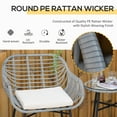 thumbnail image 3 of Outsunny 3 Piece Patio Set, PE Rattan Table and Chairs, Cream, 3 of 9