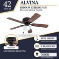 thumbnail image 4 of Prominence Home Alvina 42 Inch Indoor LED Ceiling Fan with Light and Pull Chain, Bronze, 4 of 11