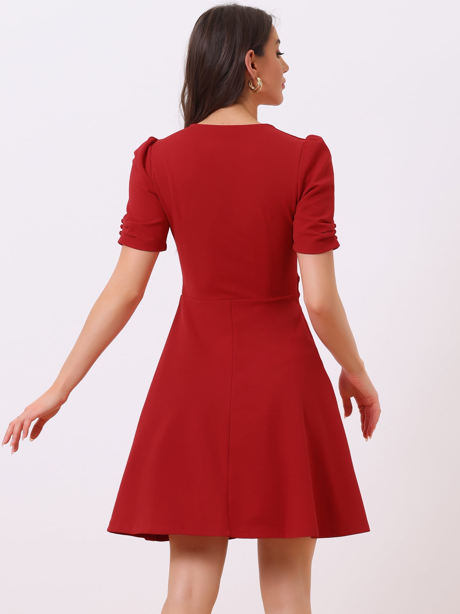 DARING DIVA Sweetheart Neck Pleated A-Line Sheath Dress M Red