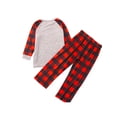 thumbnail image 3 of Qiylii Christmas Parent-child Pajamas Set, Long Sleeve T-shirt Plaid Pants, 3 of 5