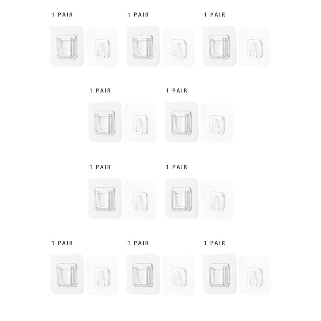 Wosthever Colgador de plástico autoadhesivo sin clavos impermeable transparente montaje en pared gancho organizador Oficina Hotel soporte 1 par 1 par 10Conjunto
