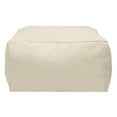 thumbnail image 4 of Java Pouf 22" Upholstered in Genuine Leather in Ivory and Contrast Stitching, 4 of 6