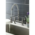 thumbnail image 2 of Kingston Brass GS1276AL Heritage Double-Handle 2-Hole Deck-Mount Pre-Rinse Bridge Kitchen Faucet in Polished Nickel, 2 of 5