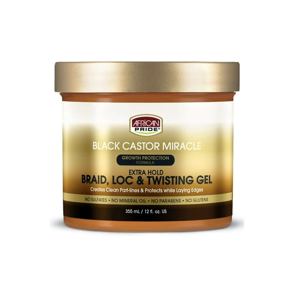 African Pride Black Castor Miracle Extra Hold Braid, Loc & Twist Gel