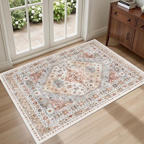 Tripumer Doormat 2'x3' Bohemian Distressed Non Slip Machine Washable Rugs for Entryway, Hallway, Kitchen