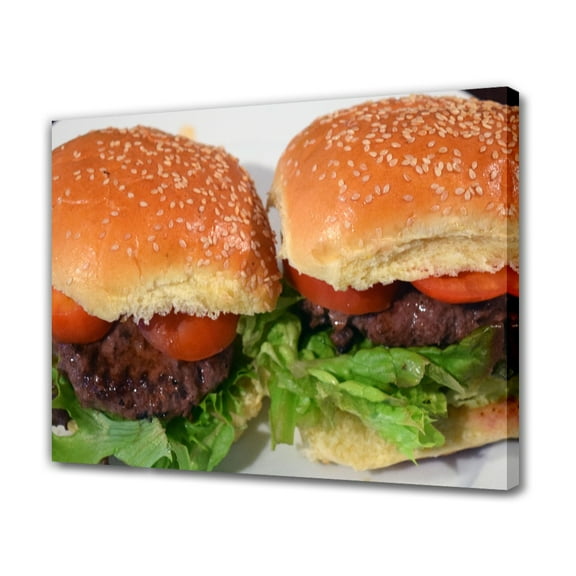 Hamburgers Beefburgers Beef Food Canvas Poster Bedroom Decor Sports Landscape Office Room Decor Gift,Frame-style,16x24inch(40x60cm)