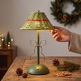 thumbnail image 2 of Vintage Woven Rechargeable Table Lamp Bow Decor Cordless LED Portable Desk Night Light with 3 Color Dimmable for Bedroom Nightstand Christmas Decor, Green, 2 of 7