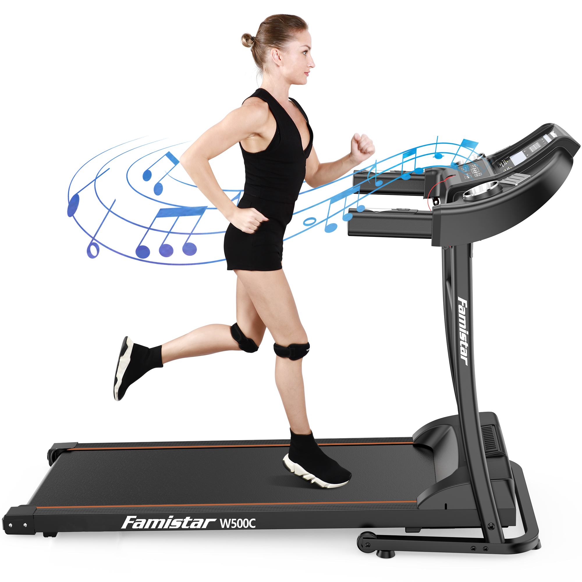 Famistar W500C 1.5HP Folding Electric Treadmill with 3 Level Manual Incline, Max 240LBS - image 1 of 11