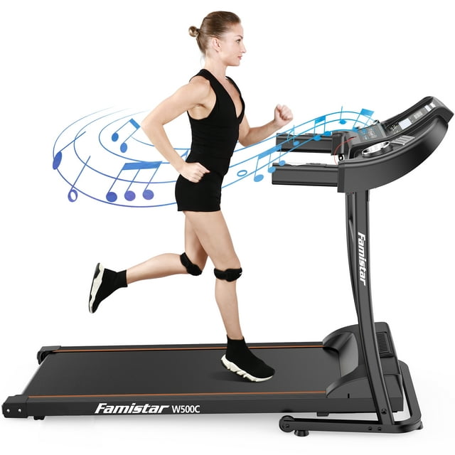 Famistar W500C 1.5HP Folding Electric Treadmill with 3 Level Manual Incline, Max 240LBS