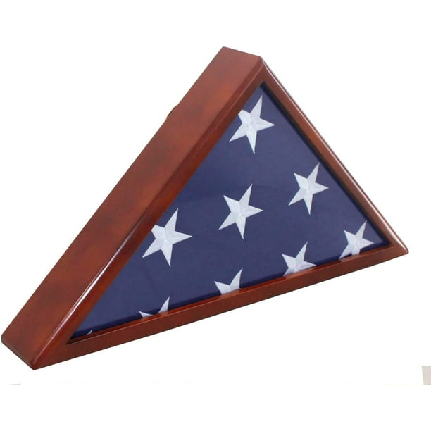Solid Wood Memorial Flag Case Frame Display Case for 5x9.5' Flag Folded