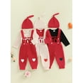thumbnail image 3 of BemeyourBBs Newborn Baby Boys Valentines Day Outfits Lover Boy Letters Embroidery Long Sleeve Romper with Overalls Pants Set Cute Infant Spring Clothes, 3 of 9