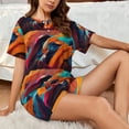 thumbnail image 4 of Hirioo Abstract Fabric Color Waves for Women's 2 Piece Short-Sleeved Pajama PJ Sets for Women Shorts with Pockets Womens Lounge Set-3X-Large, 4 of 6