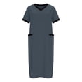 thumbnail image 4 of snilers Mens Nightgown Nightwear Comfy Short Sleeve V Neck Lounge Sleep Shirt Pajama Big and Tall Nightshirt with Pockets M, 4 of 6