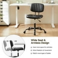 thumbnail image 6 of Armless Office Chair, Swivel Rolling PU Leather Vanity Chair with Back Lumbar Support Height Adjustable Computer Chair, Small Desk Chair for Home Office (Black), 6 of 14