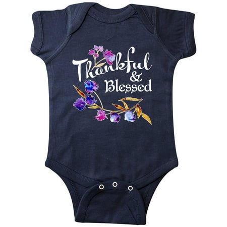 

Inktastic Thankful and Blessed Inspirational Saying with Flowers Gift Baby Boy or Baby Girl Bodysuit
