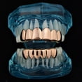 thumbnail image 2 of 14K Rose Gold Plated Grillz Set Upper Top And Bottom Lower Plain Teeth Hip Hop Grills, 2 of 5