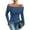 Blue, variant on DuoJiaJ Women's Off Shoulder Tops Dressy Casual Slim Fit Long Sleeves Spring Fall Blouse Black L